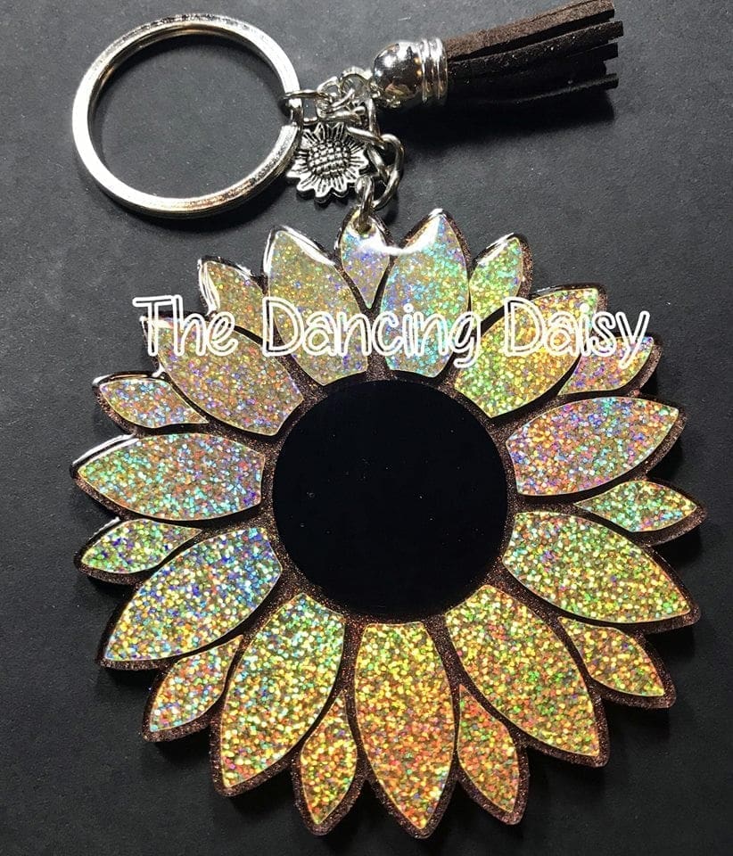 Sunflower – Acrylic Keychain Blank (3") | Optional Sticker or UV DTF - Image 4