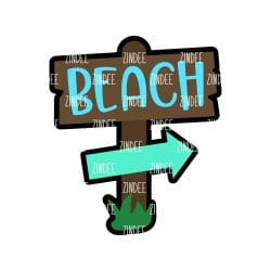 Beach Sign – Mini Acrylic Charm Blank (1.5") | Optional Sticker or UV DTF
