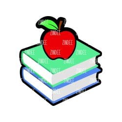 Book with Apple – Mini Acrylic Charm Blank (1.5") | Optional Sticker or UV DTF