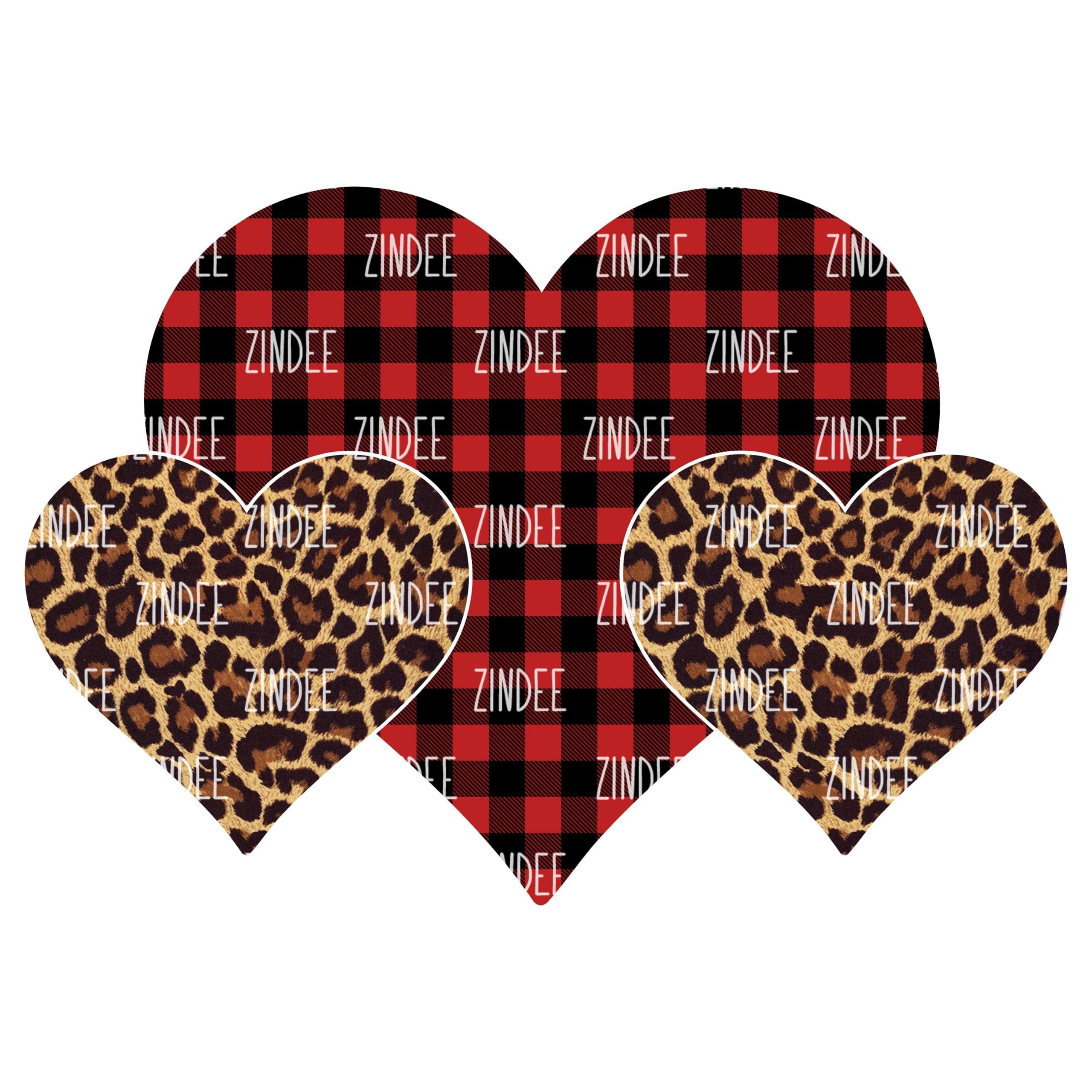 Buffalo Plaid Leopard Hearts (Sublimation Transfer)