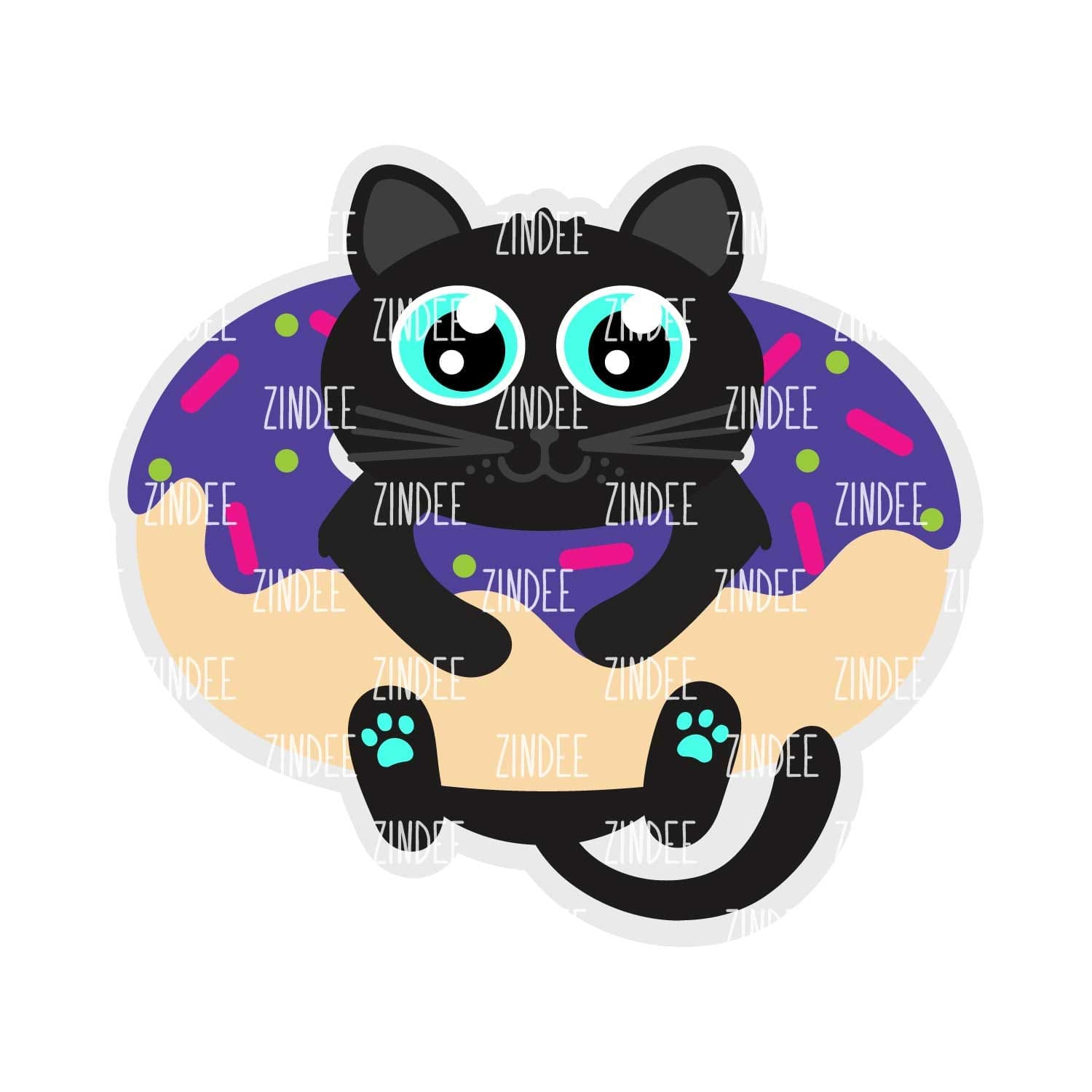 Cat Donut – Mini Acrylic Charm Blank (1.5") | Optional Sticker or UV DTF