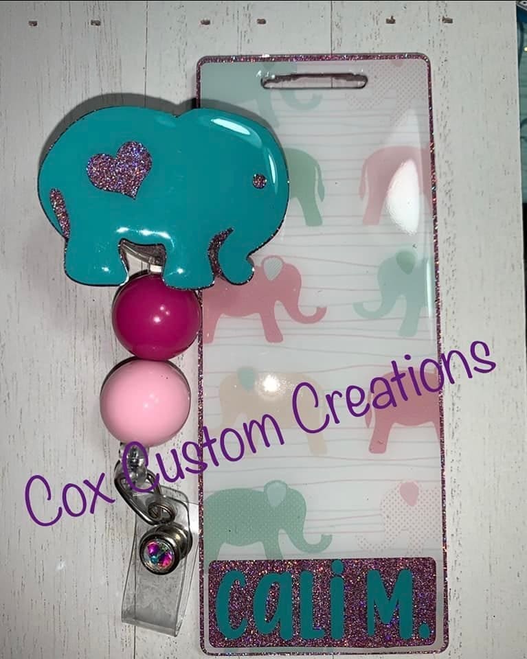 Chubby Elephant – Acrylic Badge Reel Blank (2") No Hole | Optional Sticker or UV DTF - Image 3