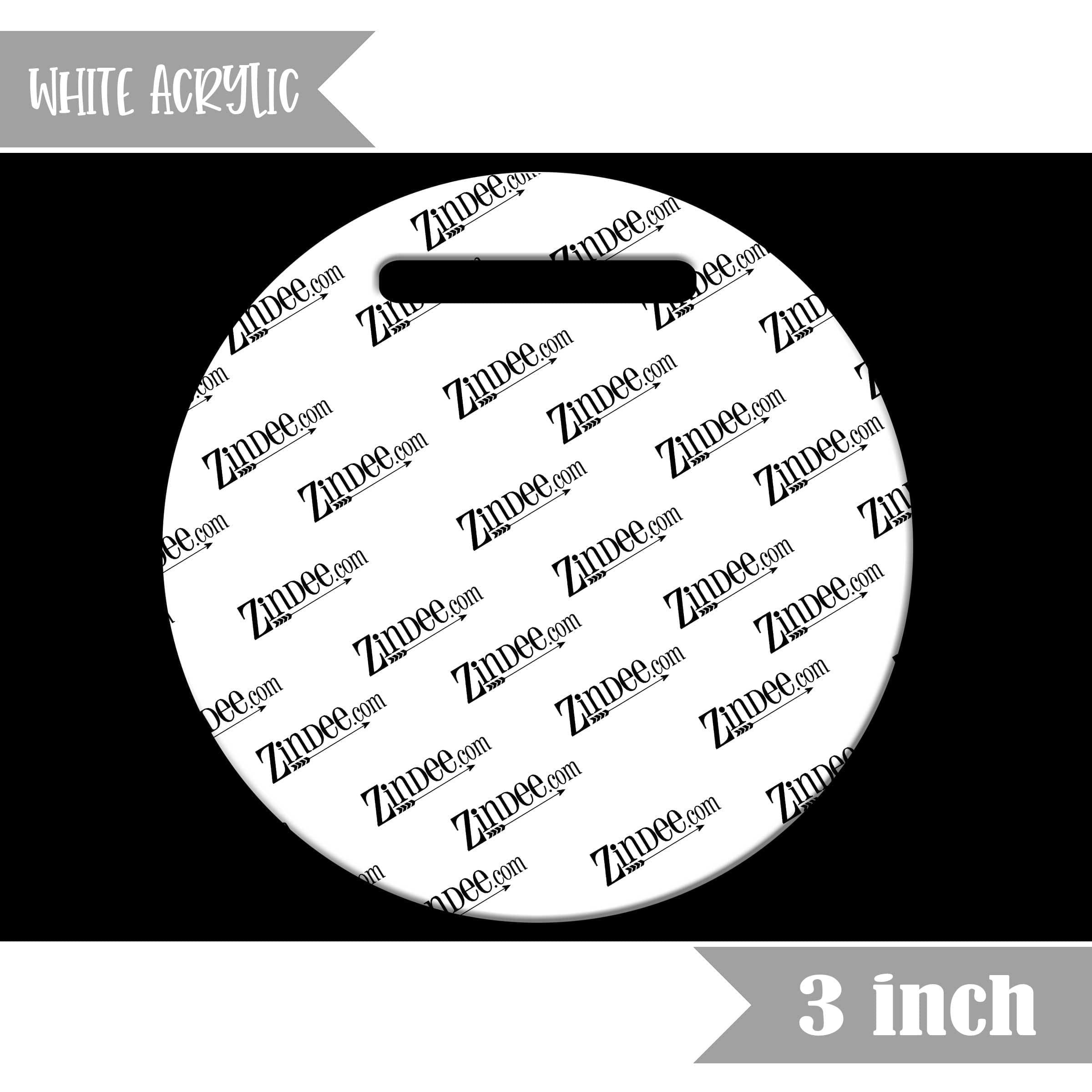 Circle Luggage Tag 3 inch (White Acrylic)