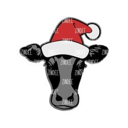 Cow with Santa Hat – Acrylic Keychain Blank (2.5") | Optional Sticker or UV DTF