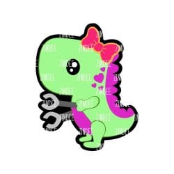 Dino with Arm Extenders (GIRL) – Mini Acrylic Charm Blank (1.5") | Optional Sticker or UV DTF