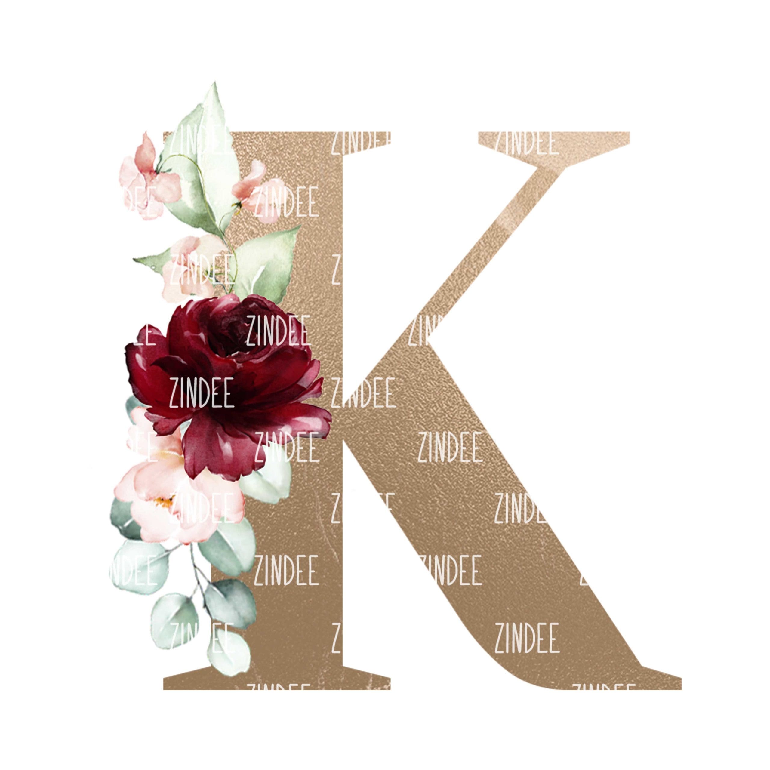 Floral Letter K (Sublimation Transfer)
