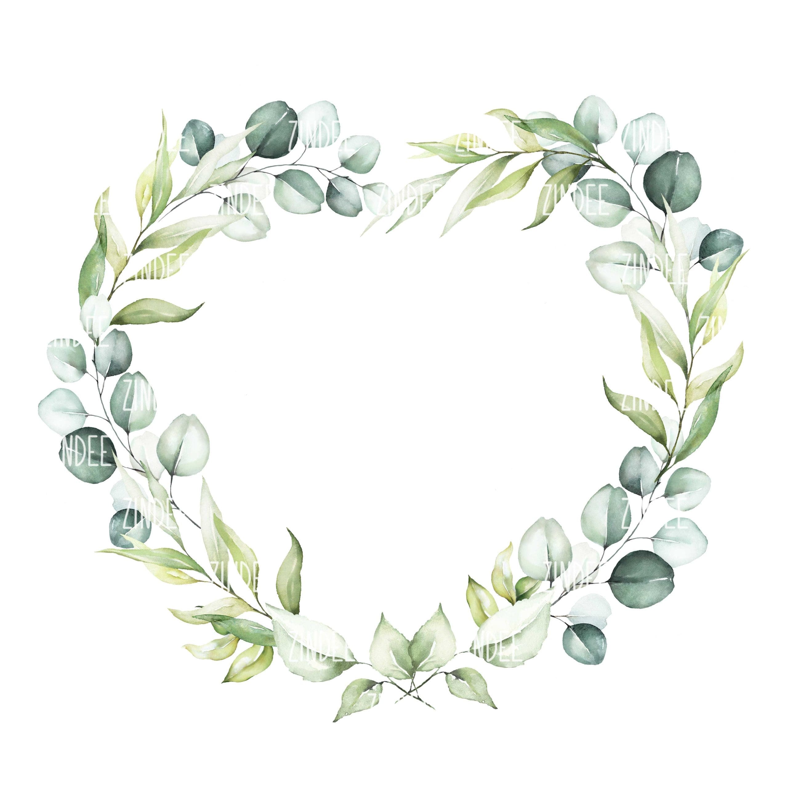 Greenery Floral Heart Frame Blank (download)