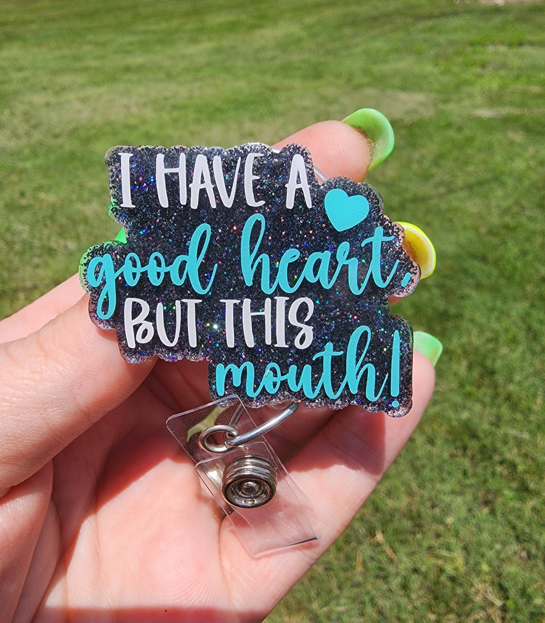 I Have a Good Heart – Acrylic Badge Reel Blank (2") No Hole | Optional Sticker or UV DTF - Image 3