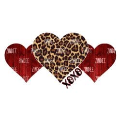 Wood Leopard Hearts XOXO (Sublimation Transfer)