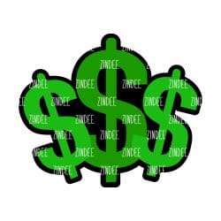 Money Sign – Acrylic Badge Reel Blank (2") No Hole | Optional Sticker or UV DTF