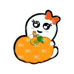 Pumpkin Ghost – Mini Acrylic Charm Blank (1.5") | Optional Sticker or UV DTF