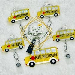 School Bus – Acrylic Badge Reel Blank (2") No Hole | Optional Sticker or UV DTF - Image 3