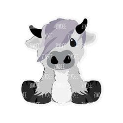 Sitting Highland Cow – Mini Acrylic Charm Blank (1.5") | Optional Sticker or UV DTF