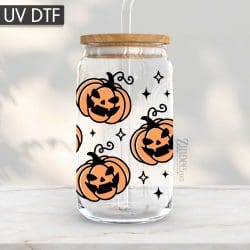 Spooky Pumpkins UV DTF Glass Can Wrap