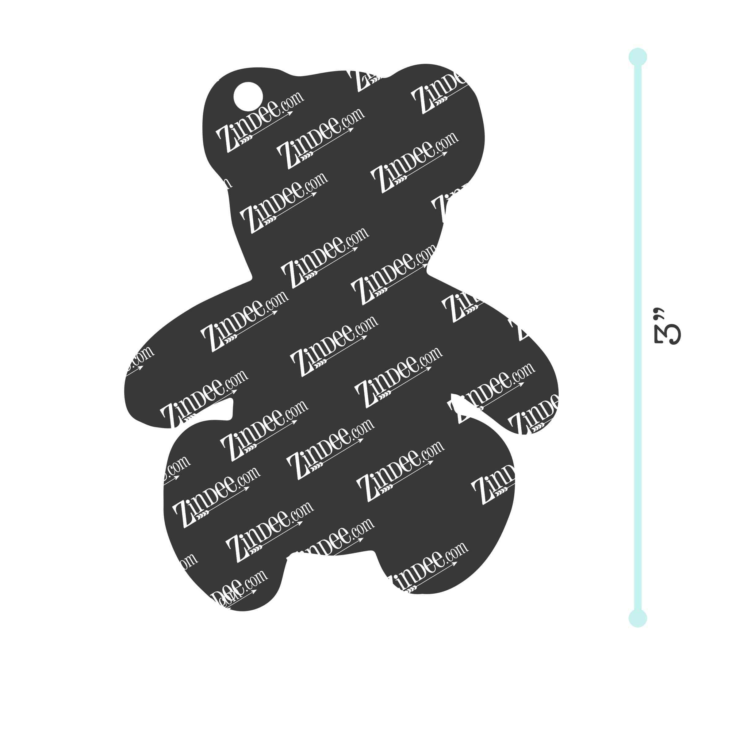Teddy Bear – Acrylic Keychain Blank (3") | Optional Sticker or UV DTF - Image 2