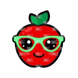 Apple with Glasses – Acrylic Keychain Blank (3") | Optional Sticker or UV DTF