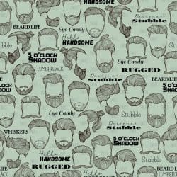 Beard Love Green seamless (digital paper)