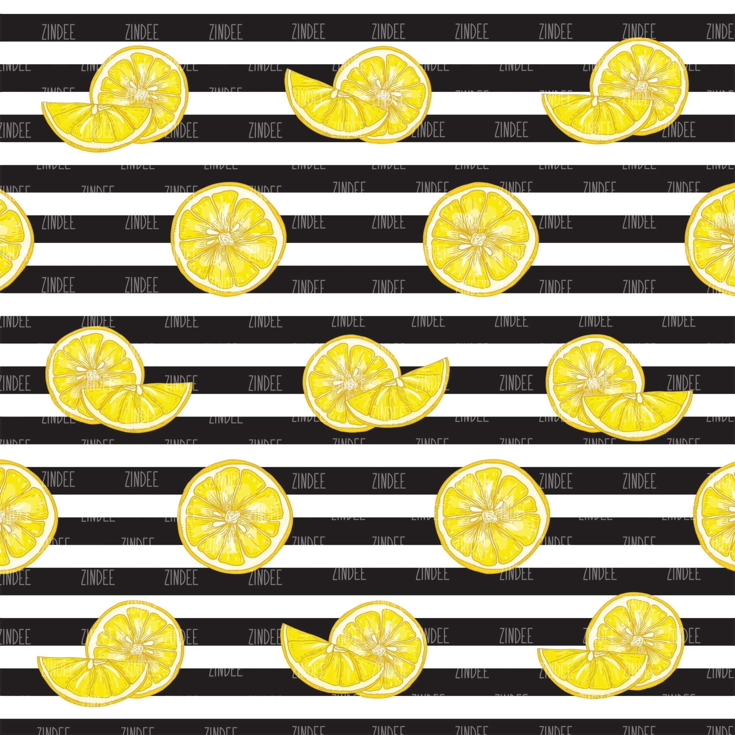 Black White Stripe Fruit Lemon (vinyl)