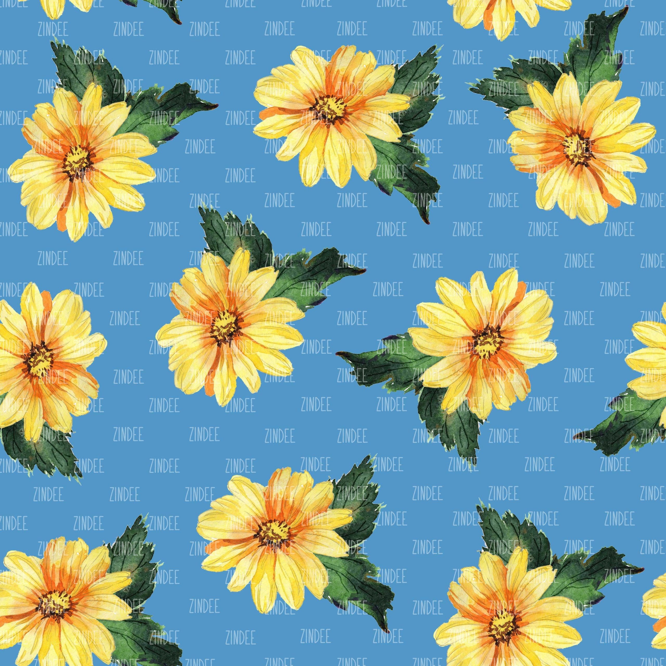 Blue Sunflowers seamless (vinyl)