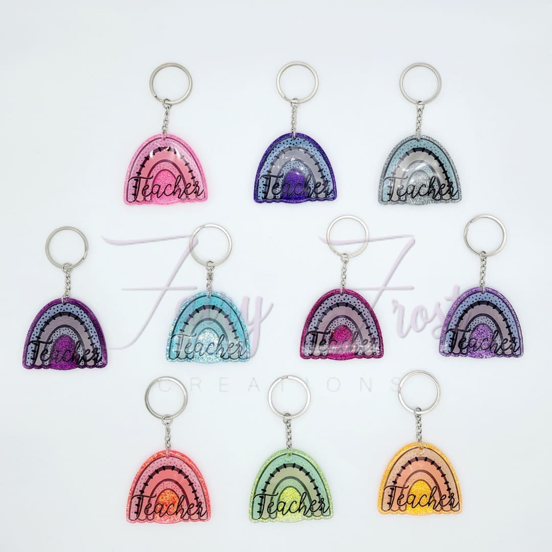 Boho Rainbow – Acrylic Keychain Blank (3") | Optional Sticker or UV DTF - Image 3