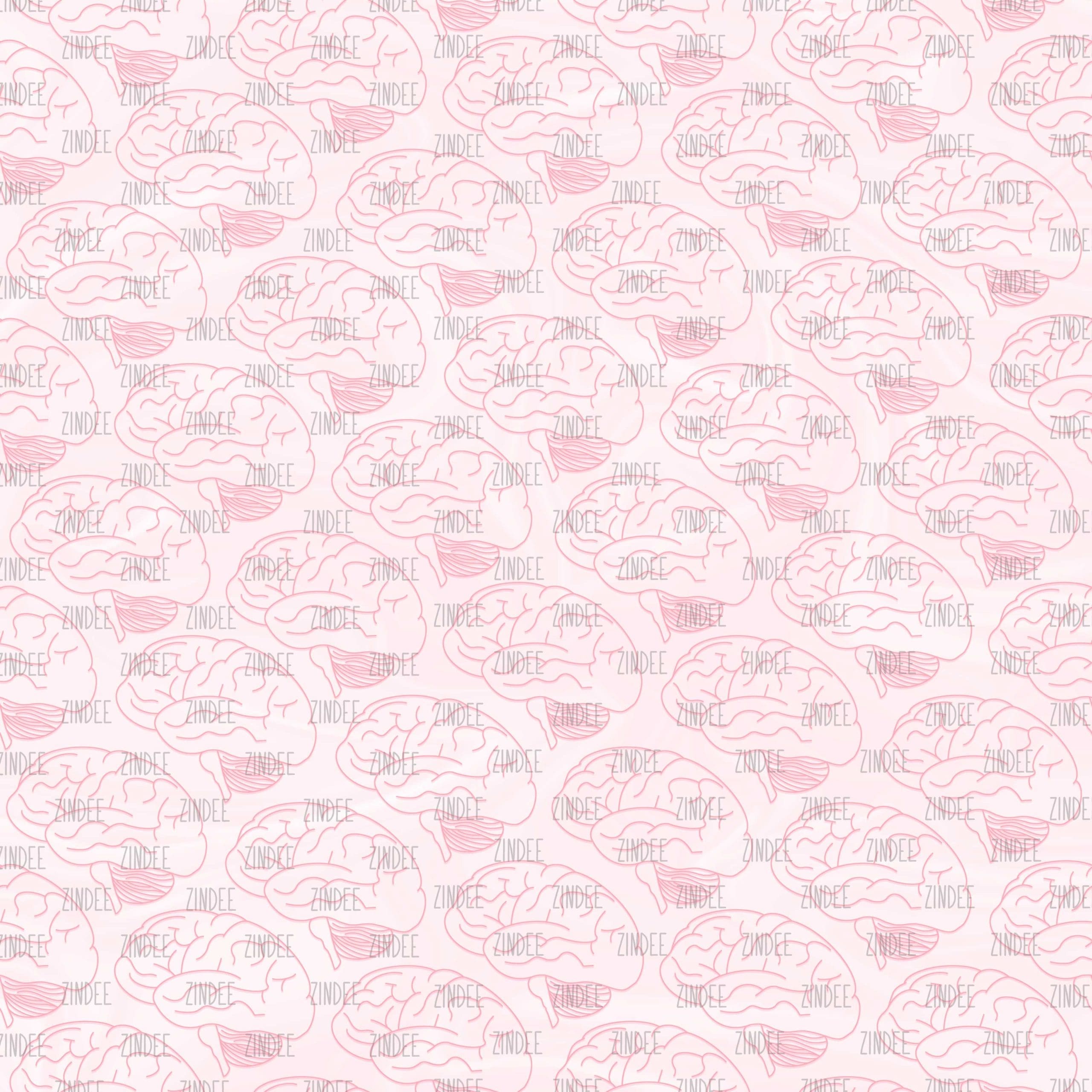 Brain Outline Pink Swirls seamless (digital paper)
