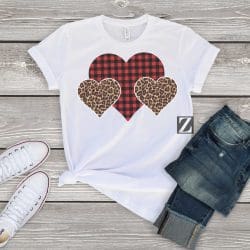 Alternative view of Buffalo Plaid Leopard Hearts (Sublimation Transfer)