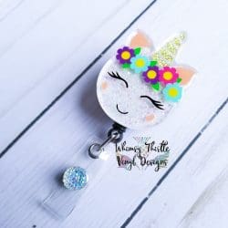 Chubby Unicorn – Acrylic Badge Reel Blank (2") No Hole | Optional Sticker or UV DTF - Image 3