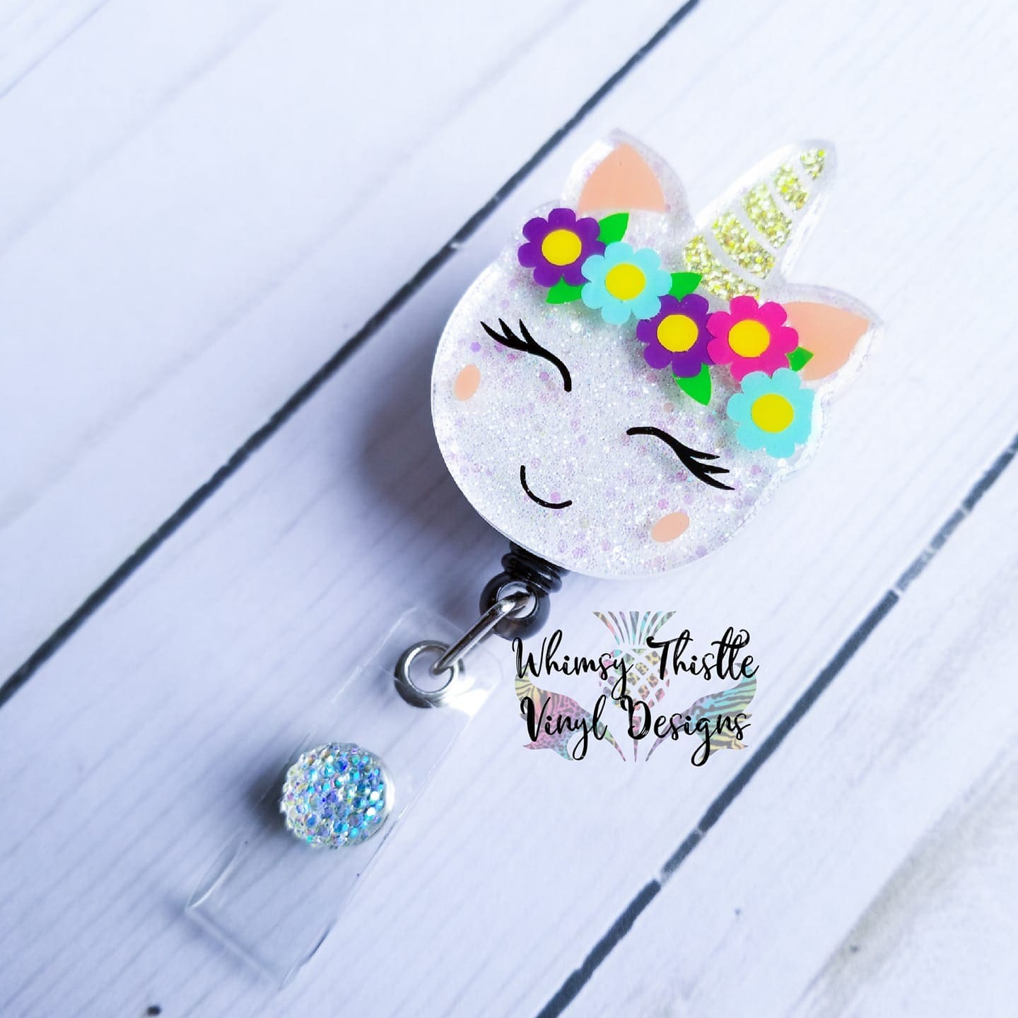 Chubby Unicorn – Acrylic Badge Reel Blank (2") No Hole | Optional Sticker or UV DTF - Image 3
