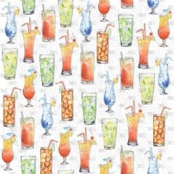 Cocktails White seamless (digital paper)