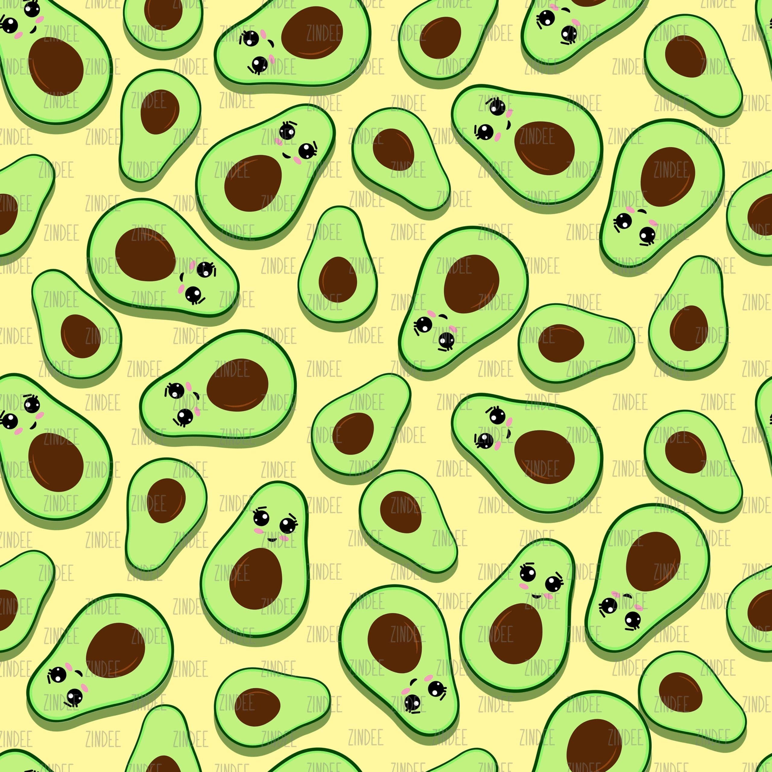 Cute Avocados Yellow seamless (vinyl)