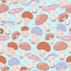 Cute Mushrooms Blue (digital paper)