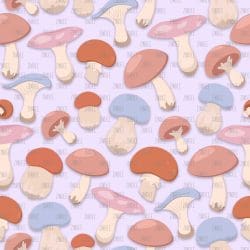 Cute Mushrooms Purple (digital paper)