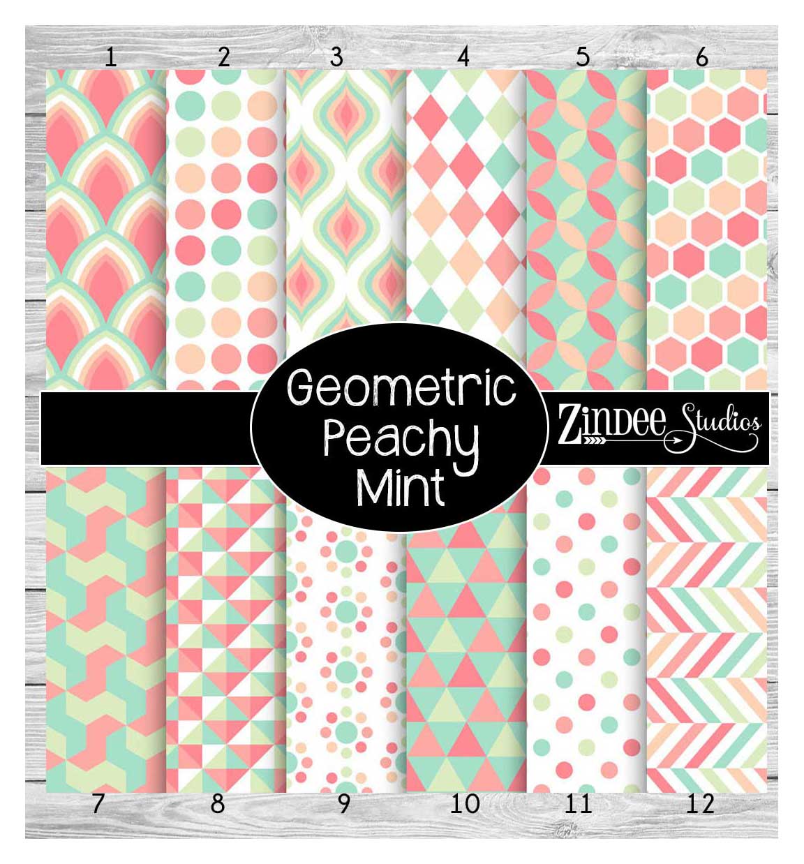 Geometric Peachy Mint Vinyl (vinyl)
