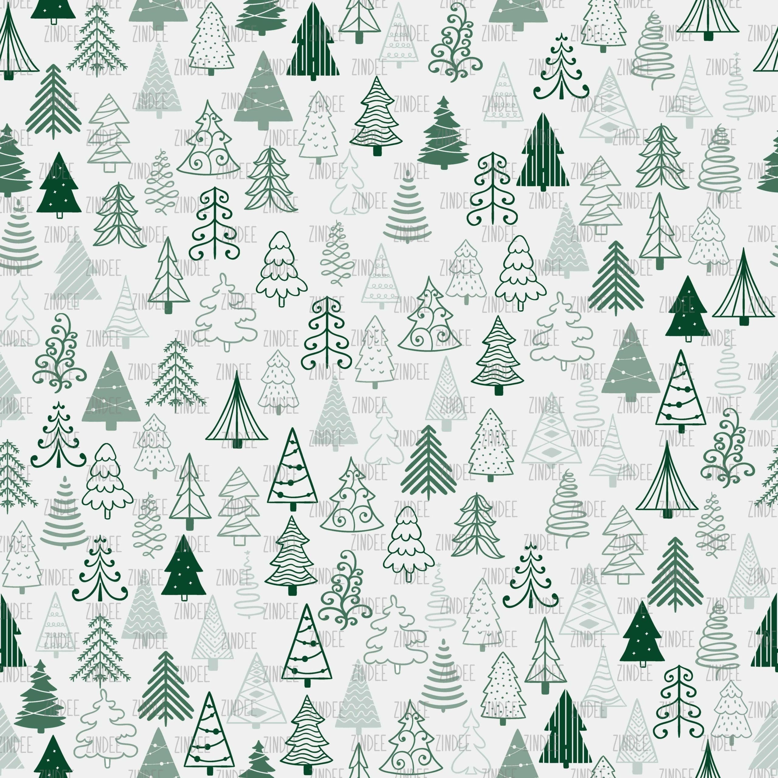 Green Christmas Trees (digital paper)