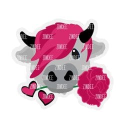 Rose Highland Cow – Mini Acrylic Charm Blank (1.5") | Optional Sticker or UV DTF