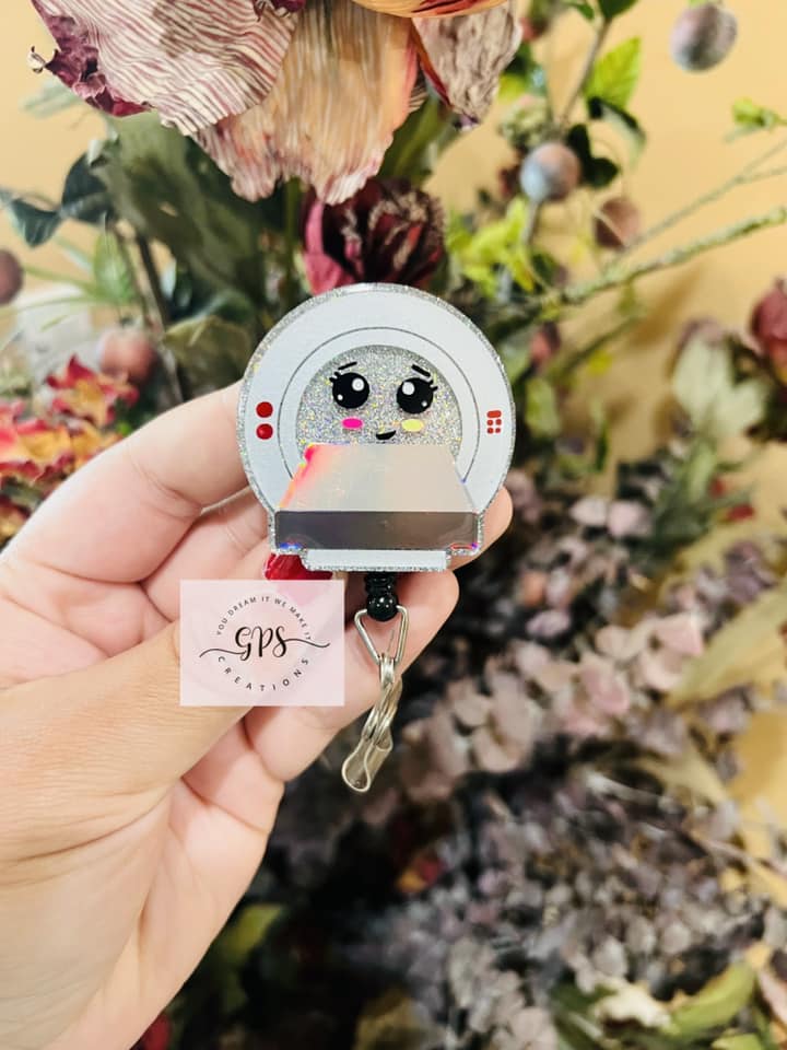 MRI Machine – Acrylic Badge Reel Blank (2") No Hole | Optional Sticker or UV DTF - Image 3
