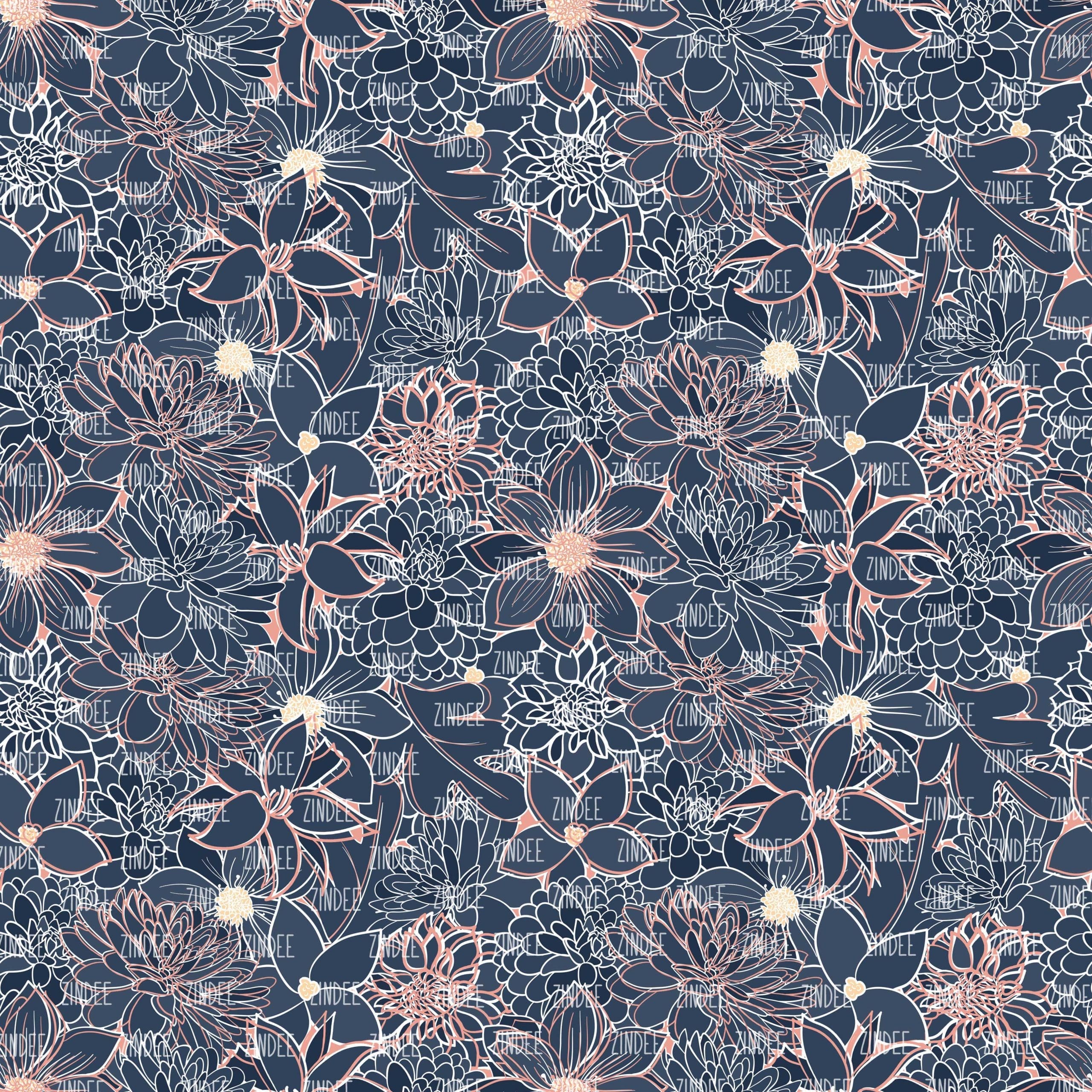 Navy and Blush Floral seamless (Sublimation Sheet)