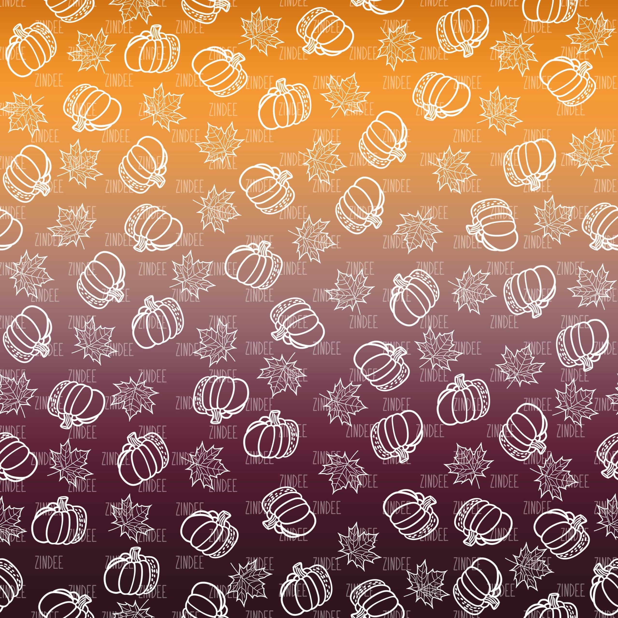 Ombre Sketch Fall Pumpkins White (vinyl)