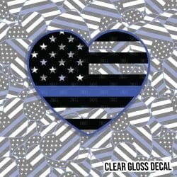 Police Heart kiss cut decal (3.75 inch) CLEAR GLOSS