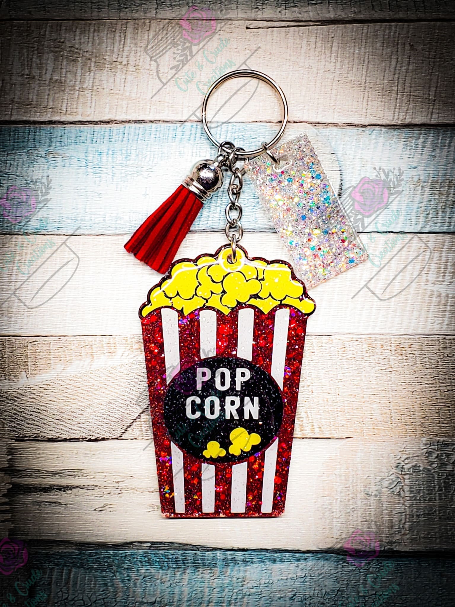 Popcorn Bucket – Acrylic Keychain Blank (3") | Optional Sticker or UV DTF - Image 5