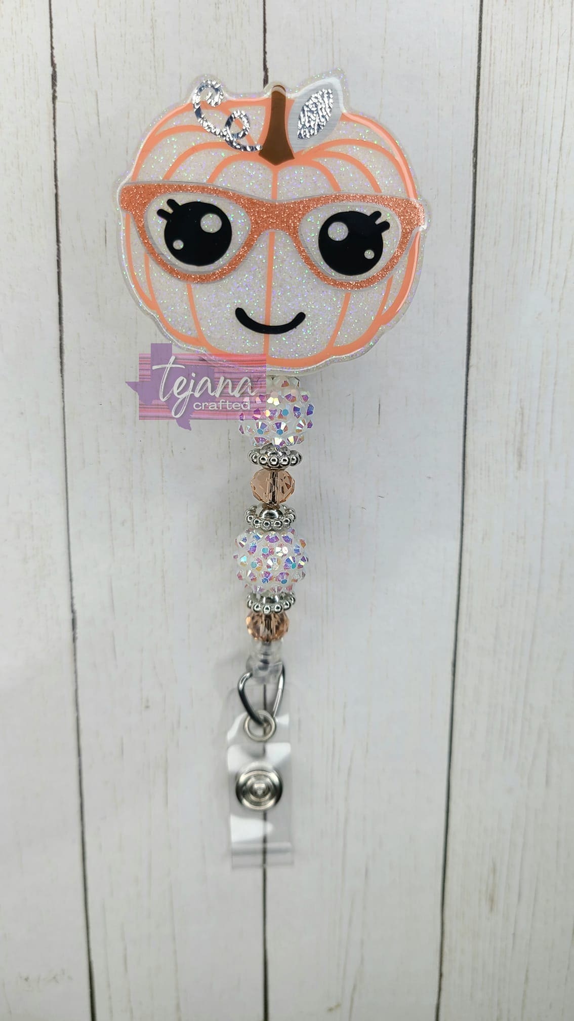 Pumpkin With Glasses – Acrylic Badge Reel Blank (2") No Hole | Optional Sticker or UV DTF - Image 5