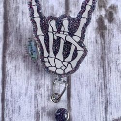 Rock On Skeleton – Acrylic Badge Reel Blank (2") No Hole | Optional Sticker or UV DTF - Image 3