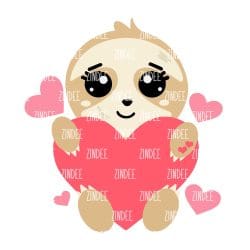 Sloth Heart Sublimation Transfer