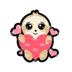 Sloth Heart – Mini Acrylic Charm Blank (1.5") | Optional Sticker or UV DTF