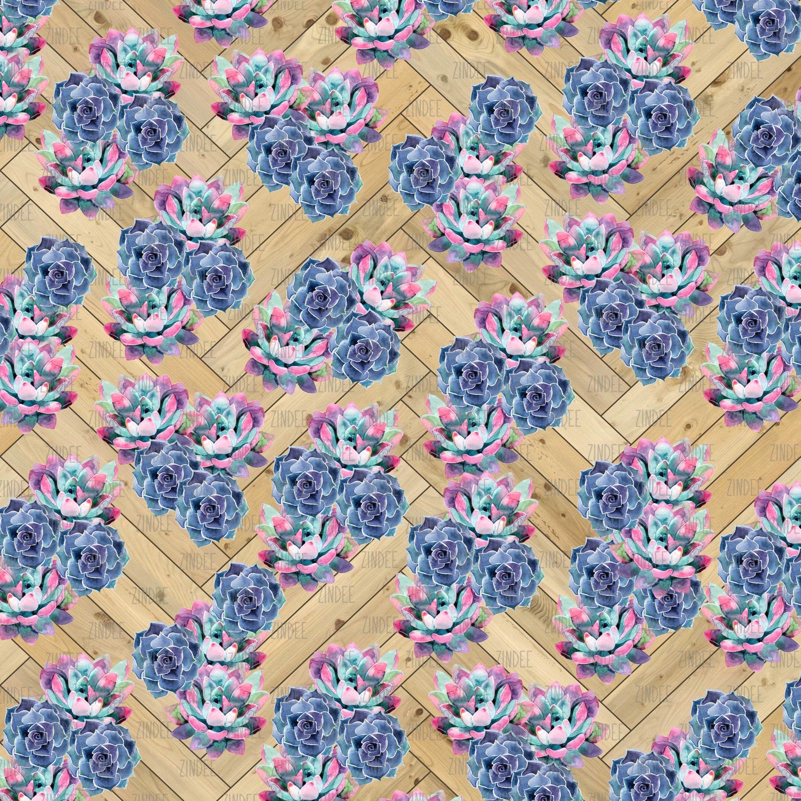Succulents Chevron (vinyl)