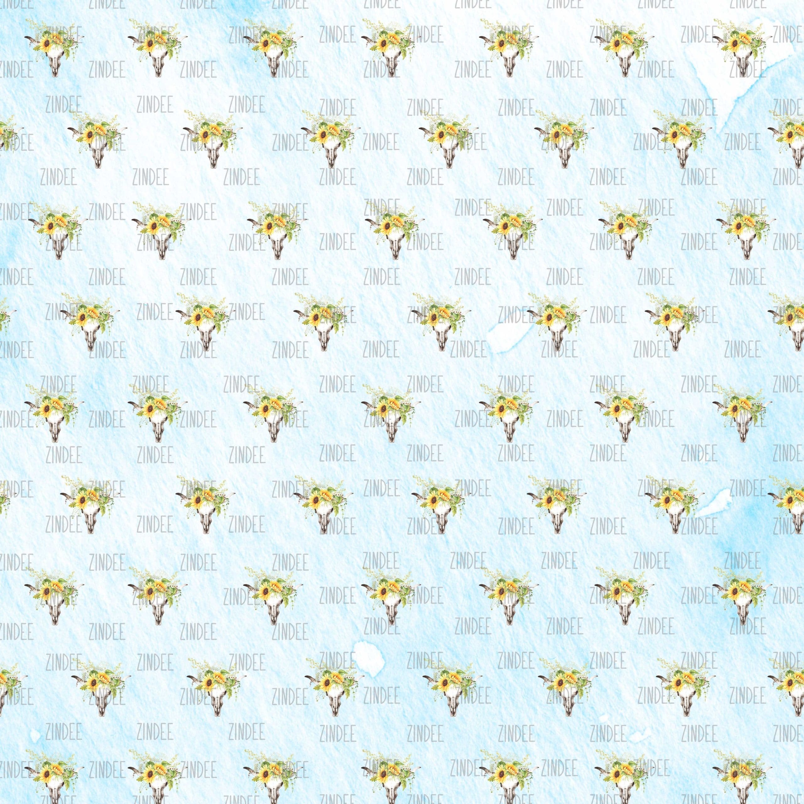 Sunflower Boho Watercolor (digital paper)