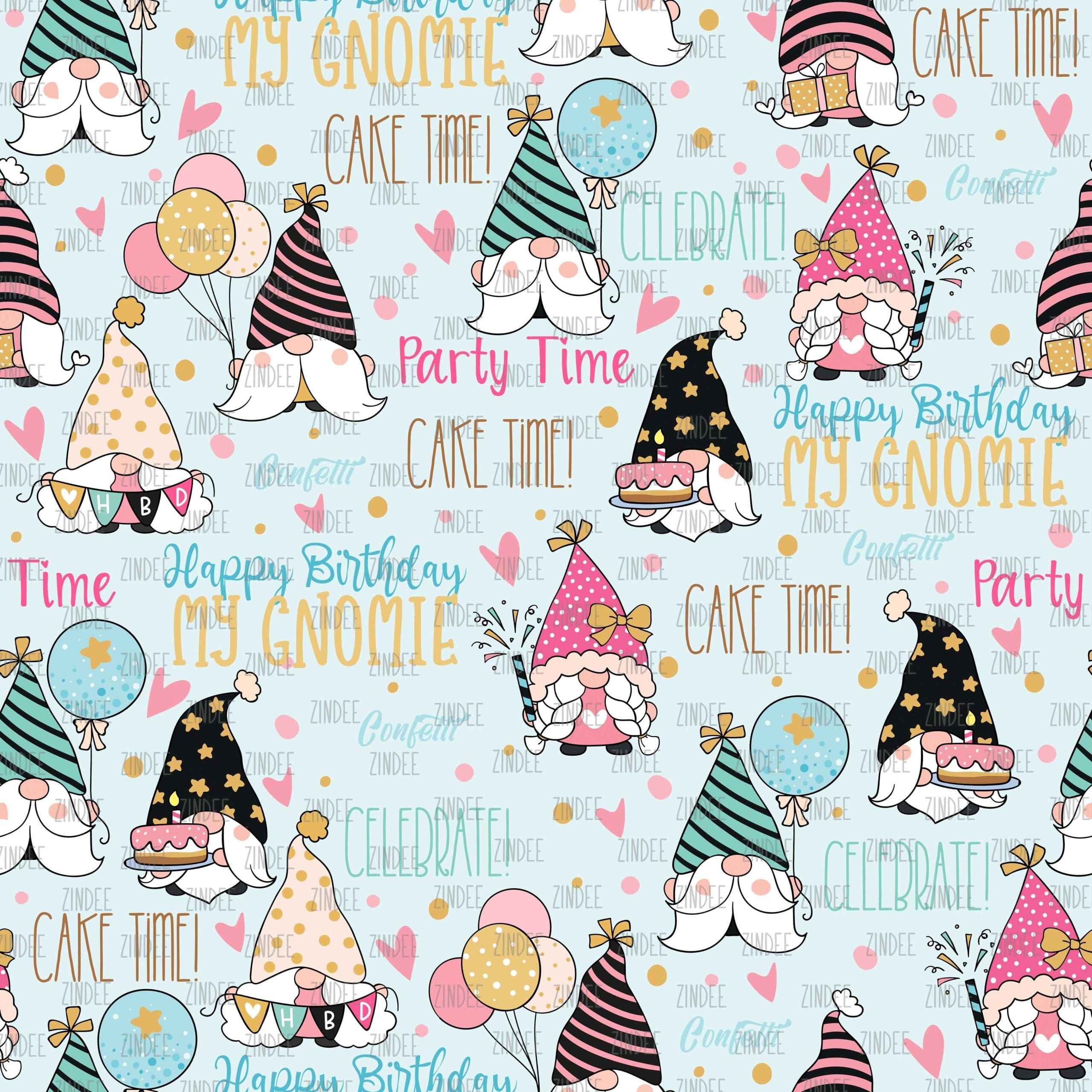 Gnomes Sweet Birthday seamless (digital paper)