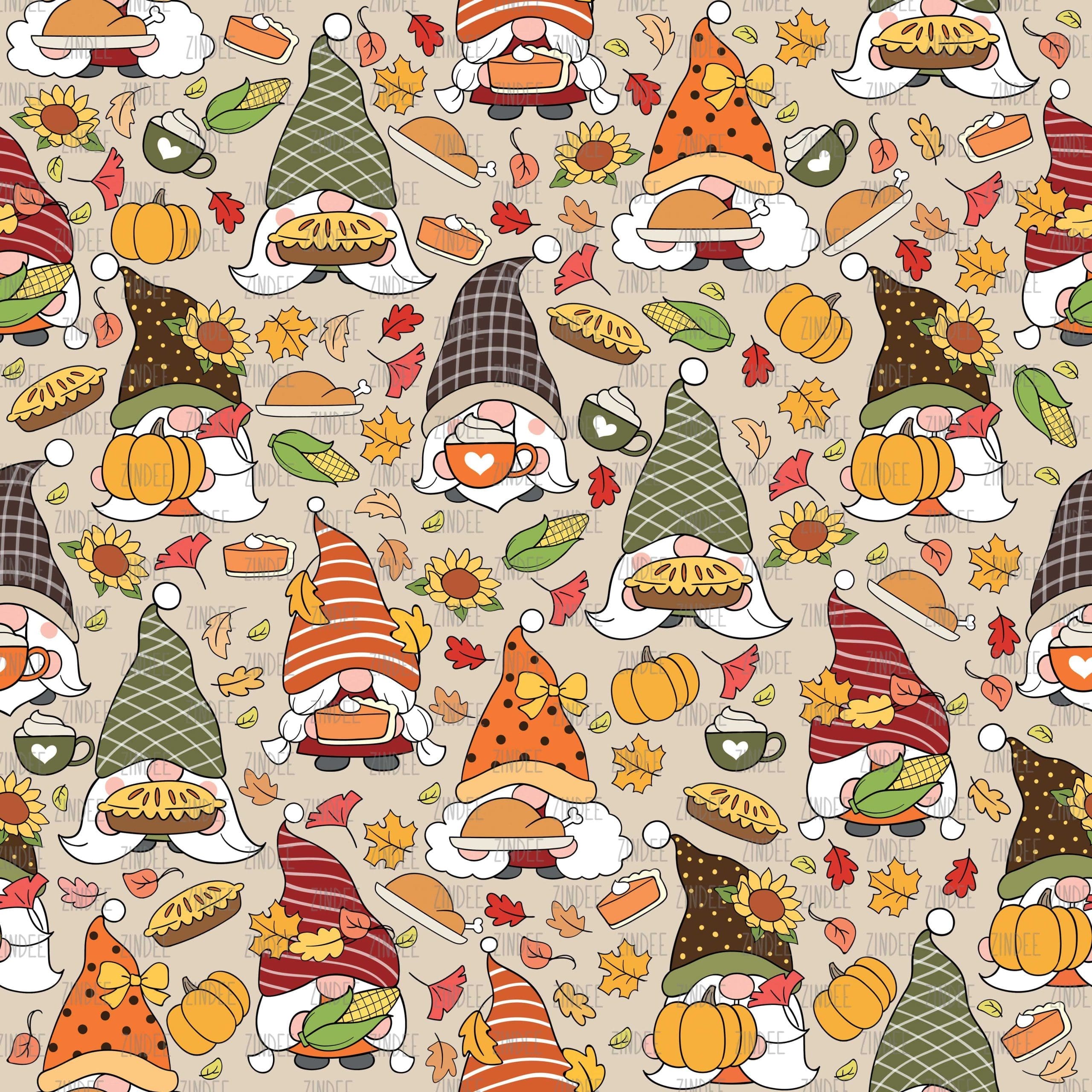 Gnomes Thanksgiving seamless (digital paper)