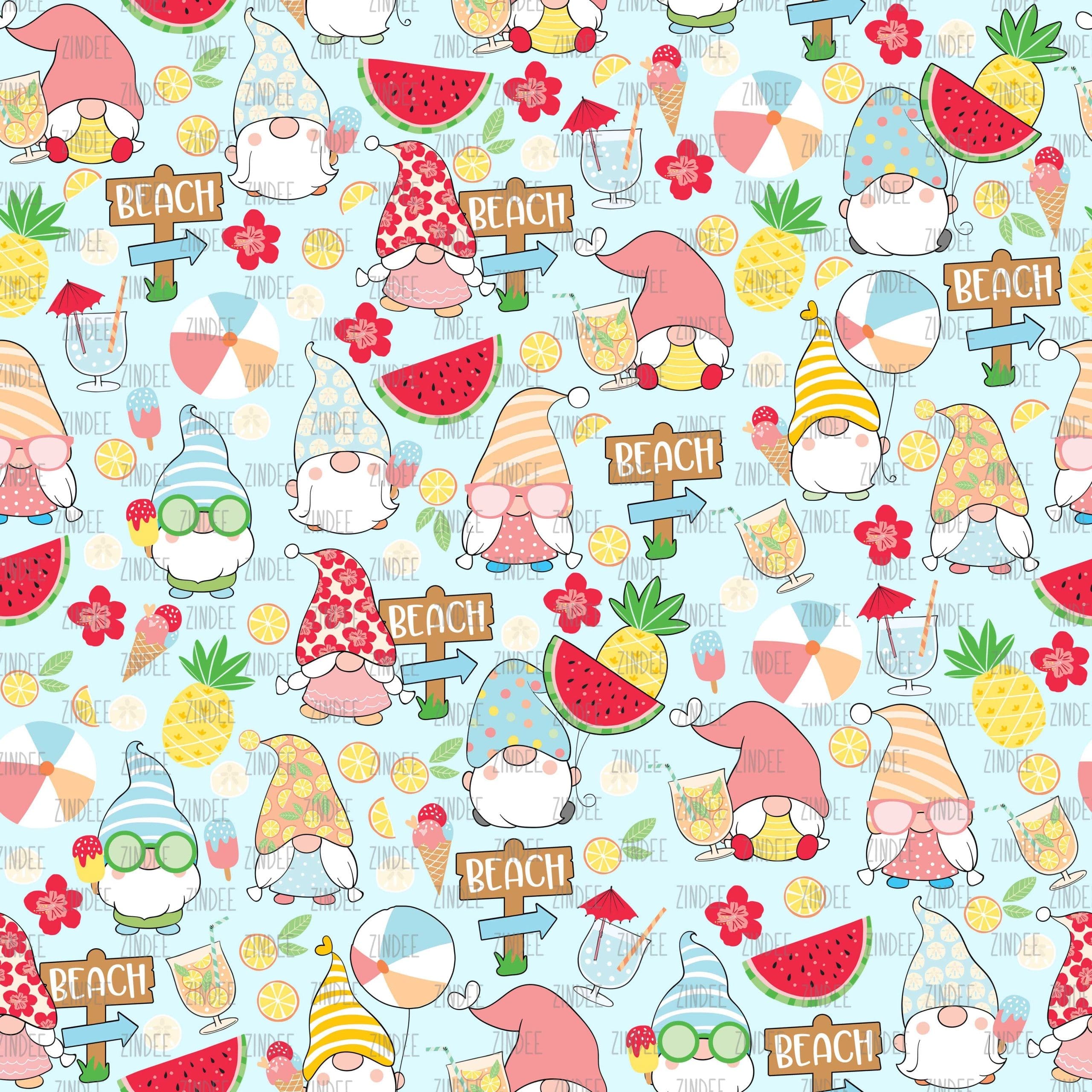 Gnomes Tropical seamless (digital paper)