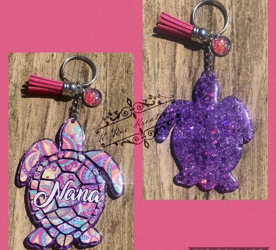 Turtle – Acrylic Keychain Blank (3") | Optional Sticker or UV DTF - Image 3